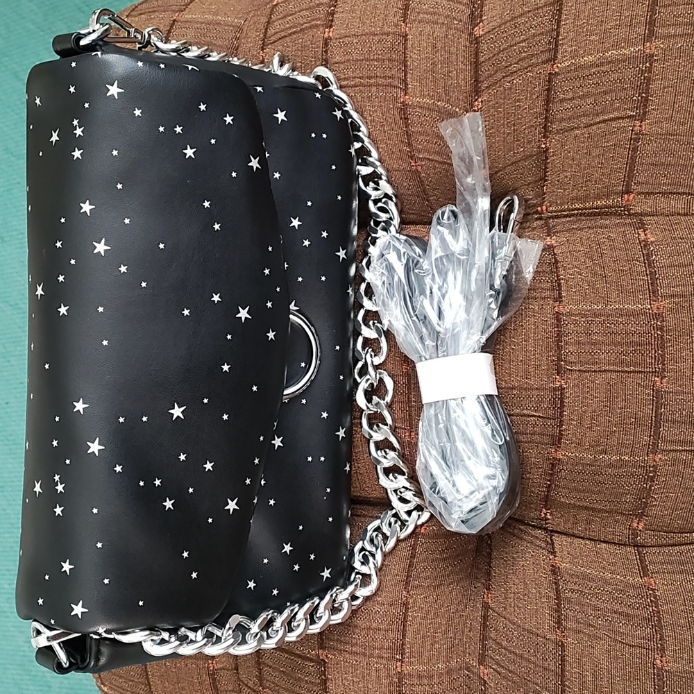 Skinny Dip London black with silver stars faux leather purse